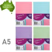 A5 Coloured Writing Pad Paper 8mm Ruled Lined 70gsm 90 Sheets School Office VIC