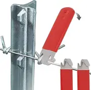Jikbeed T-Post Clip Tool: Fence Wire Twisting and Fencing Tool with Red Rubber-Coated Handle - Easy to Use and Time-Saving (2 pcs)