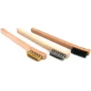 Mini Wire Brush Set 3pc Brass Steel Nylon Wire Auto Shop Workshop Cleaning Tools