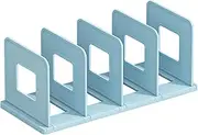 SAYEEC Desk File Sorter Vertical Desktop File Folder Organizer 4 Section Plastic Book Holder Adjustable Shelf Dividers Closet Purse Handbag Mail Binder Organizer Magazine Rack Stand Bookshelf (Blue)