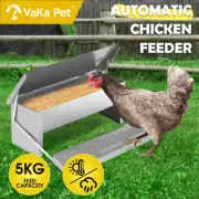 Vaka 5Kg Automatic Chicken Feeder Auto Coop Chick Poultry Treadle Self Opening