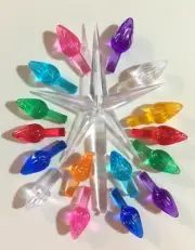 30 MEDIUM TWIST BULBS Ceramic Christmas Tree Lights LARGE CLEAR STAR TOPPER