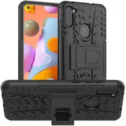Samsung Galaxy A11 Case, Shockproof Heavy Duty Tough Kickstand Protective Rugged Case Cover (Black)