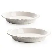 Ceramic Pie Pan for Baking, 9 inch Pie Pans Set of 2, Round Pie Dish for Dess...