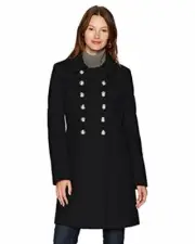 NEW TOMMY HILFIGER BLACK WOOL BLEND MILITARY COAT SZ M MEDIUM
