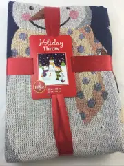 Cotton/Polyester Woven Blanket Throw Winter Scene Snowmen 50”x60” NWTS