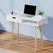 Scandinavian Style Computer Desk with Drawer - White
