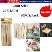 150/300x Wooden Craft Stick Paddle Pop Stick Coffee Ice Cream Stirrers 20x2.5cm