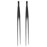 2pcs Stainless Steel Tweezers 7.9" Long Handle Straight Tips Tweezers, Black