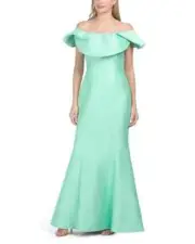 BADGLEY MISCHKA Mikado Folded High Neck Mermaid Gown (size 8)