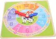 Kisangel Wooden Educational Clock for Learning Teaching Tool for Develops Cognitive Skills Hand Eye Coordination Awareness
