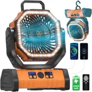 Battery Operated Fan Portable Battery Powered Camping Tent Fan with LED Lantern