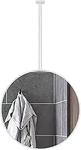 Ceiling Round Floating Mirror with Metal Frame Floating Bathroom Vanity Mirror Suitable for Living Room Cloakroom Entrance Decorative Mirror, Clear and Practical(50cmxrod-60cm)