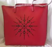 Crabtree & and Evelyn Women Purse Bag Handbag SNOWFLAKE Solid Red Black Snap