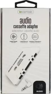 (1) White IEssentials Audio Cassette Adapter to 3.5mm Jack Music