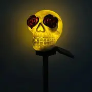 Halloween Skull Pathway Lights, Garden Stake Lights Halloween Outdoor Decorations, Waterproof 3D LED Skull Halloween Decor for Yard Porch Lawn Pathway Garden