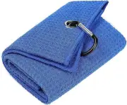 Premium Microfiber Waffle Pattern Tri-fold Golf Towel with Carabiner Clip