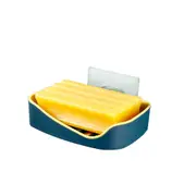 4 Pcs Wall Mounted Double Layer Soap Holder Self Adhesive Soap Dish Draining Rack Bathroom Accessories Soap Container Box