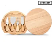 5 Piece Cheese Knife Board Set Wooden Cutting Serving Chopping Boards