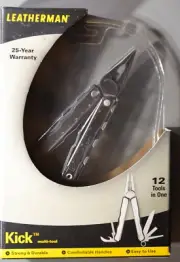 Leatherman Kick- retired, new NIP w leather sheath #4077