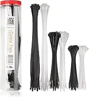 Cable Matters 200-Pack Cable Ties Assorted Sizes (15+20+30cm), Self-Locking Plastic Zip Ties for Indoor and Outdoor Use, Wire Ties in Black & White, Nylon Tie Wraps for Multiple Use