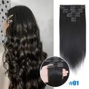 Extra Thick Clip In Remy Human Hair Extensions Full Head Highlight Double Weft