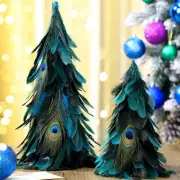 2 Pack Peacock Feather Tree 12'' / 8'' Table Top Peacock Decor Blue Peacock Feat