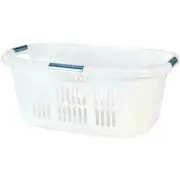 Rubbermaid 2.1 Bushel Large Hip-Hugger Portable Plastic Laundry Basket, White