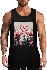 [NQHJT] Men Tank Tops Flamingo Birds on Background Sleeveless T Shirts for Men's Fitness Quick Dry Gym Tank Top for Men