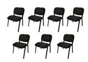 NNECN Stackable & Linkable Office Conference Visitor Community Chairs (Set of 7-Black)