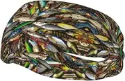 [WURTON] Fishing Bait Print Sports Sweatband - Multi-Functional Sport Headbands Kids, Men, Women Running, Yoga