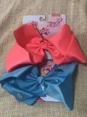 AUTHENTIC NICKELODEON JOJO SIWA BIG SIGNATURE HAIR BOW GIRL PINK BLUE SET OF TWO