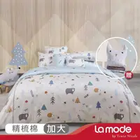 在飛比找momo購物網優惠-【La mode】環保印染100%精梳棉兩用被床包組-北歐夢