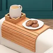na*ya Bamboo Couch Cup Holder - Tray & for Drink Snack, Versatile Sofa Armrest with Portable Arm Table or Loveseat