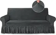 NICEEC Sofa Cover Super Soft 1-Piece Grey Sofa Slipcover for sofas Stretch Universal Spandex Couch Covers for Living Room Easy Fit Washable Furniture Sofa Protector with Skirt