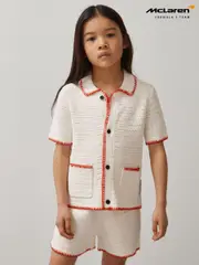 Reiss Off White/Orange Azealia 3-9 yrs McLaren F1 Team Crochet Shirt (F38203) | $80