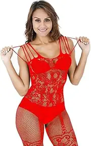 [Czizitong] Plus Size Fishnet Bodystocking Lingerie Sheer Body Stockings Nightwear for Women