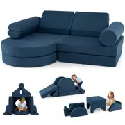 Babyjoy 13PCS Modular Kids Play Couch Toddler Sectional Sofa Set Convertible Foam Sofa Navy Blue