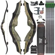 62" Takedown Recurve Bow 20-60lbs Hunting Bow Wooden Archery Adult Target Shoot