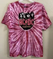 AC/DC Highway to Hell Tie-Dye T-Shirt - Pink & White -Men’s XL￼ NWT