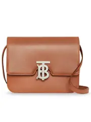 Burberry Small Leather TB Bag in Malt Brown