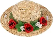 YARNOW 1Pc Hat Woven Decorative Flower Headwear for Cats Dogs Rabbits Cute Rose Flower for Outdoor Fashion and Events