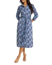 Nic+Zoe Blue Baubles Shirt Dress