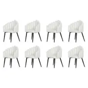 Familand Dinging Chairs Set of 8 Padded Seat Kitchen Living Room Chair Velvet in White