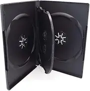 10 Pack Standard 14mm Black Quad 4 Disc DVD Cases with Double Sided Flip Tray and Outter Clear Sleeve