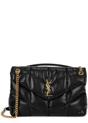 Saint Laurent Lou Puffer Medium Leather Shoulder Bag, Shoulder bag - Black One Size