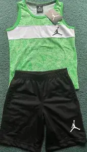 NWT Nike Air Jordan Little Boys 6 Black/Green/White Tank Top Shorts Set