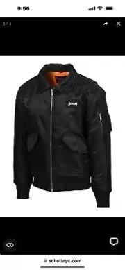 Schott Nylon Flight Satin CWU Jacket Size Medium Black Brand New