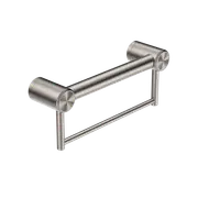 Nero Mecca Care 32mm Grab Rail With Towel Holder 300mm Brushed Nickel NRCR3212BBN