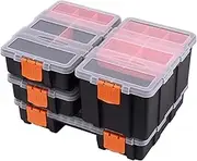 CASOMAN Hardware & Parts Organizers, 4 Piece Set Toolbox, Compartment Small Parts Organizer, Versatile and Durable Storage Tool Box